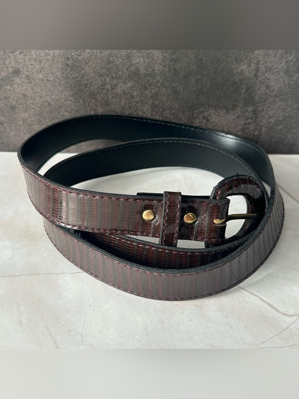 Dark Brown Textured Leather Belt